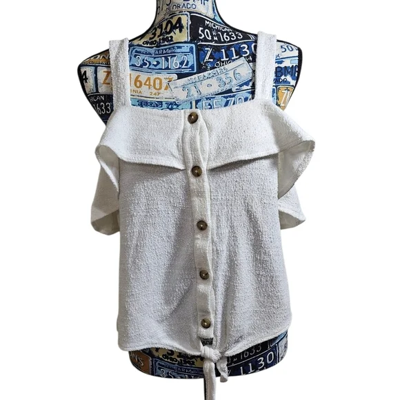 Madewell Texture & Thread Ruffle Tie Front Tank Terry Cloth Towel L - Picture 9 of 9